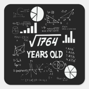 Pegatina Cuadrada 42.ª matemática raíz cuadrada de cumpleaños Jueves