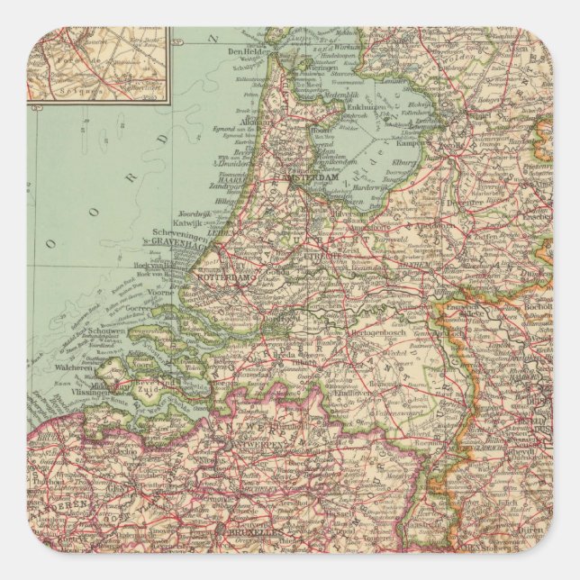 Pegatina Cuadrada 44 Bélgica y Holanda (Anverso)