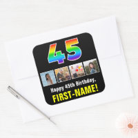 45º cumpleaños: Arcoiris "45"; fotos y nombre de P