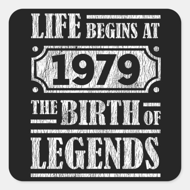 Pegatina Cuadrada 46 Años De Edad 1979 Nacimiento De Leyenda 46 Años (Anverso)