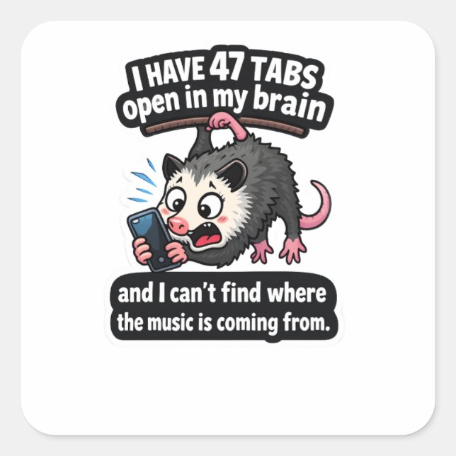 Pegatina Cuadrada 47 Tabs Possum Sticker (Anverso)