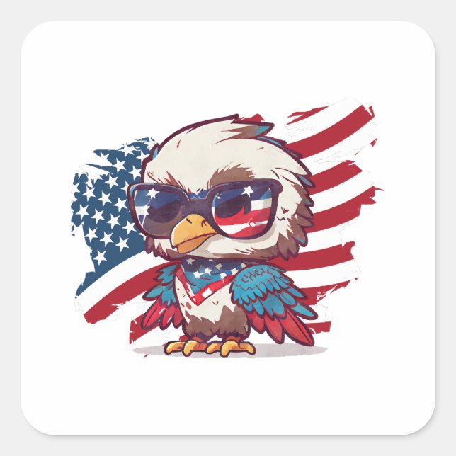 Pegatina Cuadrada 4.ª ave del día de la independencia de julio águil (Anverso)