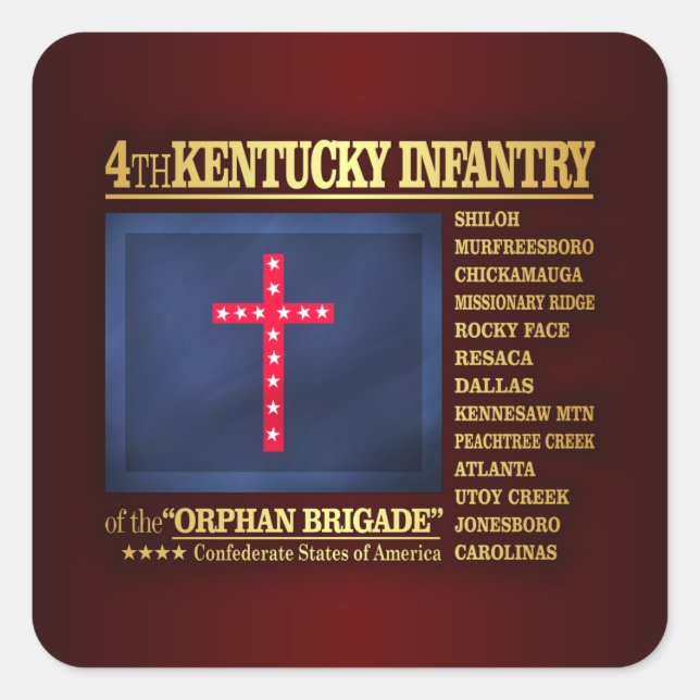 Pegatina Cuadrada 4.ª infantería de Kentucky (BA2) (Anverso)