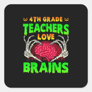 Pegatina Cuadrada 4.º Teachers Brains Skeleton Hand Heart Hall