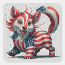 Pegatina Cuadrada 4 de Julio Animal Cute