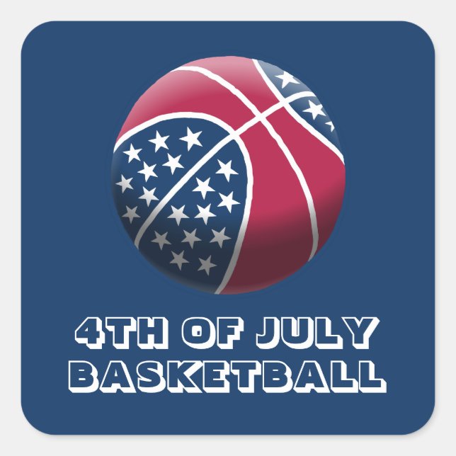 Pegatina Cuadrada 4 de julio Baloncesto (Anverso)