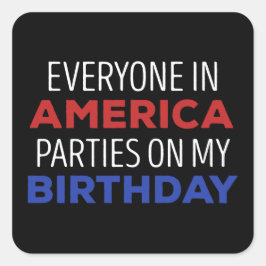Pegatina Cuadrada 4 de Julio Celebración del Cumpleaños Estados Unid