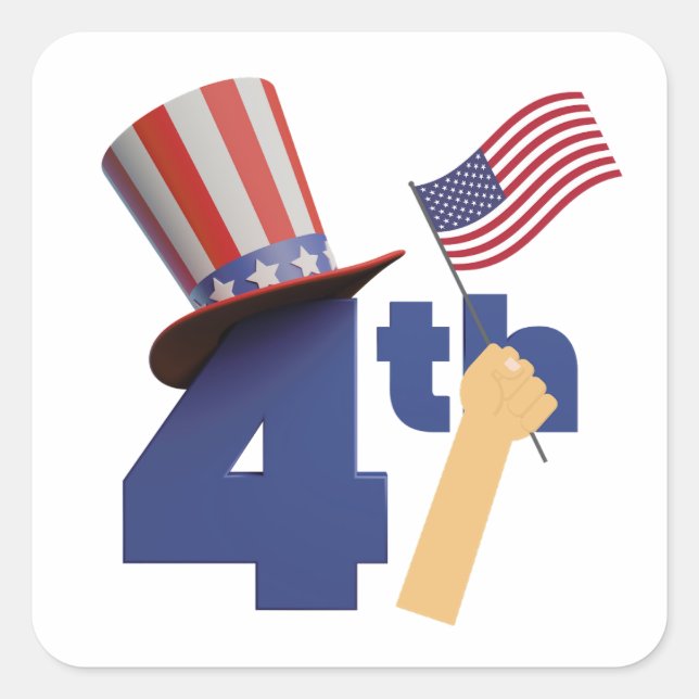 Pegatina Cuadrada 4 de julio Día Independiente (Anverso)