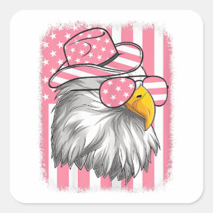 Pegatina Cuadrada 4 De Julio Estadounidense Águila Bandera Estadouni