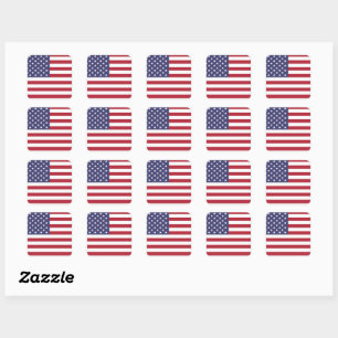 Pegatina Cuadrada 4 de julio Patriótico de la Bandera de los Estados