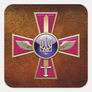 Pegatina Cuadrada [500] Emblema de la Fuerza Aérea Ucraniana
