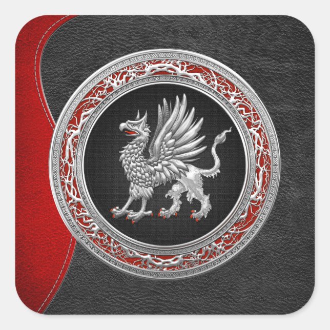 Pegatina Cuadrada [500] Griffin de plata sagrada (Anverso)