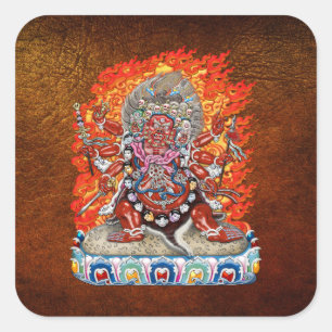 Pegatina Cuadrada [500] Thangka tibetano - Deidad furiosa Hayagriva