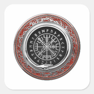 Pegatina Cuadrada [500] Vegvisir - Viking Silver Magic Runic Compass