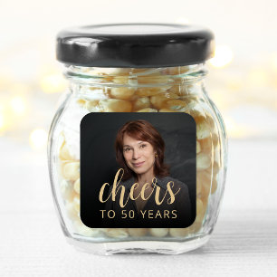 Pegatina Cuadrada 50.ª Fotomontaje De Fiesta De Cumpleaños