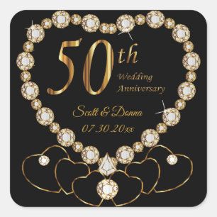 Pegatina Cuadrada 50.º Aniversario del Boda de Oro