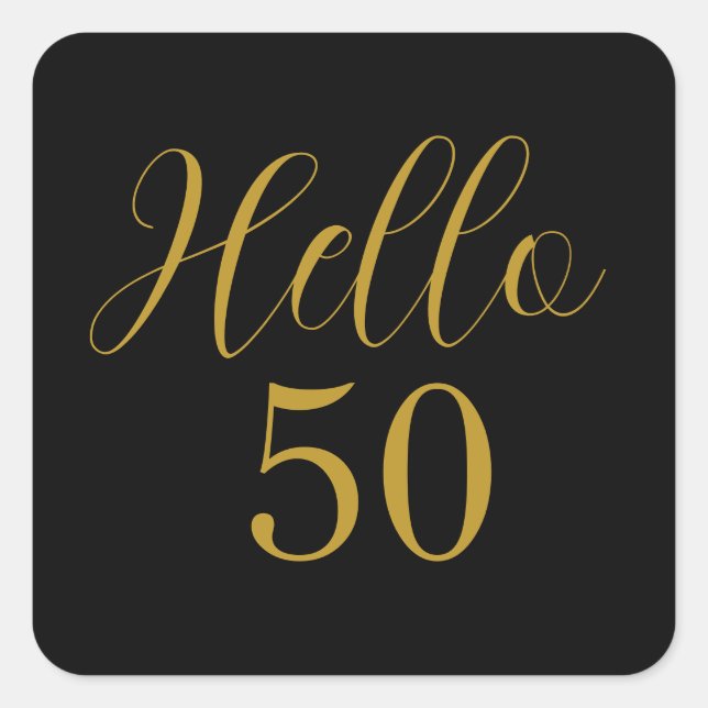 Pegatina Cuadrada 50.º cumpleaños Oro Negro (Anverso)