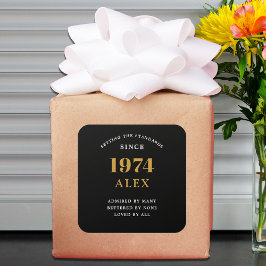 Pegatina Cuadrada 50.º Nombramiento de cumpleaños 1974 Moda elegante