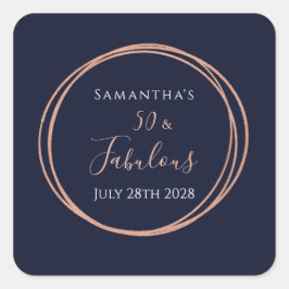 Pegatina Cuadrada 50.º Rosa de oro de la Marina del Partido de los C