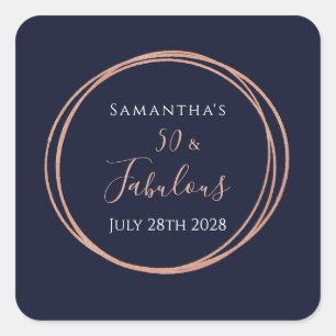 Pegatina Cuadrada 50.º Rosa de oro de la Marina del Partido de los C