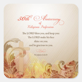 Pegatina Cuadrada 50° Aniversario de la Profesión Religiosa, Nun