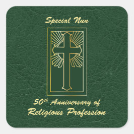 Pegatina Cuadrada 50° Aniversario de la Profesión Religiosa Verde