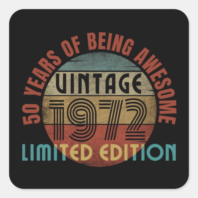 Pegatina Cuadrada 50 años de ser increíble (Anverso)