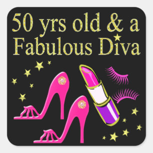 PEGATINA CUADRADA 50 AÑOS Y UNA FABULOSA DIVA