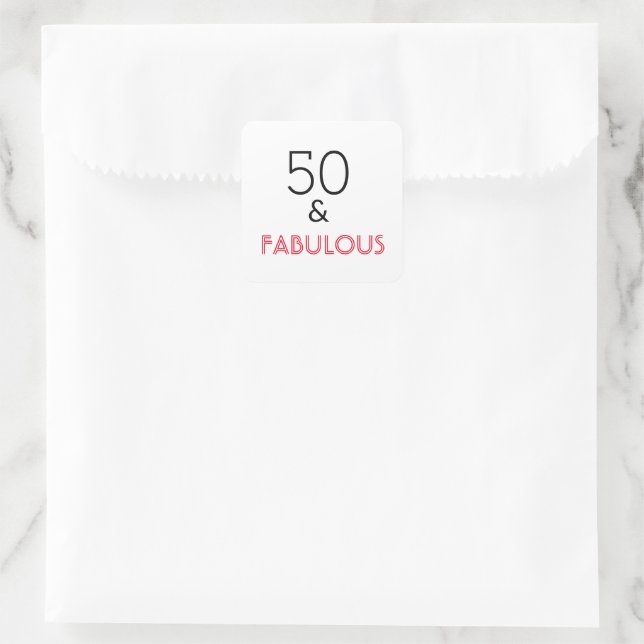 Pegatina Cuadrada 50 y cumpleaños de Fab (Bolso)
