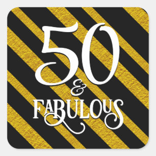 Pegatina Cuadrada 50 y Fabuloso Negro y Oro