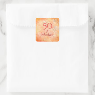 Pegatina Cuadrada 50 y fabuloso Rosa Vintage Rubor Floral