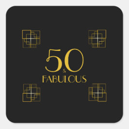 Pegatina Cuadrada 50 y fabuloso | Tipografía 50 cumpleaños