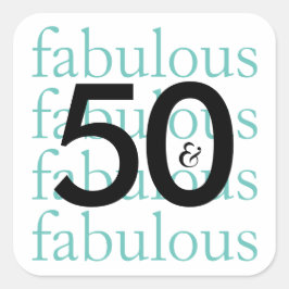 Pegatina Cuadrada 50 y fabulosos Pegatinas de cumpleaños