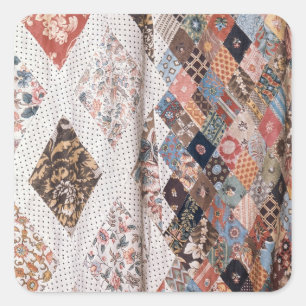 Pegatina Cuadrada 53: Detalle de un edredón de remiendo hecho por l