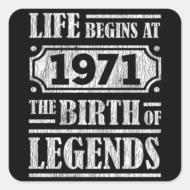 Pegatina Cuadrada 54 Años De Edad 1971 Nacimiento De Leyenda 54º Cum (Anverso)
