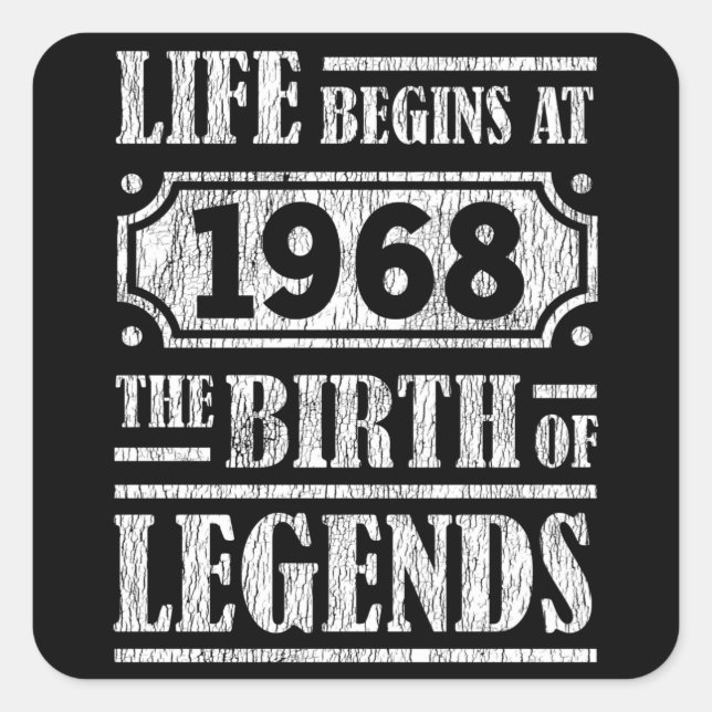 Pegatina Cuadrada 57 Años De Edad 1968 Nacimiento De Leyenda 57 Años (Anverso)