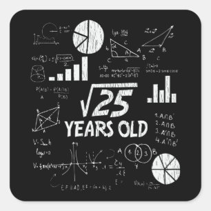 Pegatina Cuadrada 5.ª matemática raíz cuadrada de cumpleaños regalo 