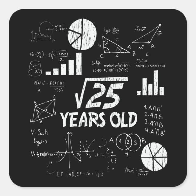 Pegatina Cuadrada 5.ª matemática raíz cuadrada de cumpleaños regalo  (Anverso)