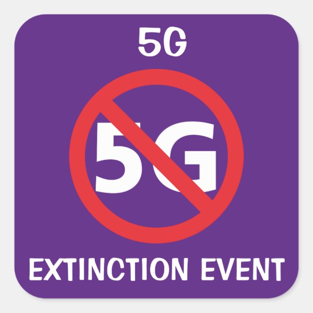 Pegatina Cuadrada 5G Evento De Extinción (Anverso)