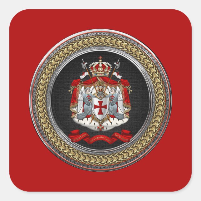 Pegatina Cuadrada [600] Escudo de armas templario de los caballeros (Anverso)