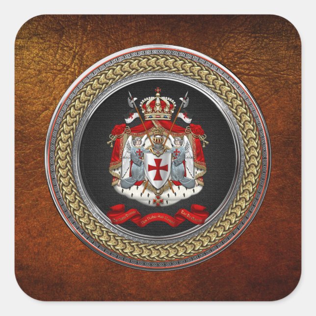 Pegatina Cuadrada [600] Escudo de armas templario de los caballeros (Anverso)