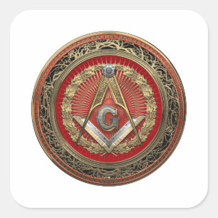 Pegatina Cuadrada [600] Master Mason - Gold Square & Compass