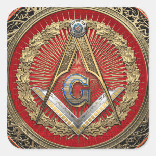 Pegatina Cuadrada [600] Master Mason - Gold Square & Compass
