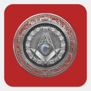 Pegatina Cuadrada [600] Master Mason - Silver Square & Compass
