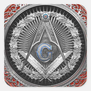 Pegatina Cuadrada [600] Master Mason - Silver Square & Compass