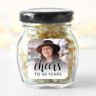 Pegatina Cuadrada 60.ª festividad de cumpleaños Foto de Black Script