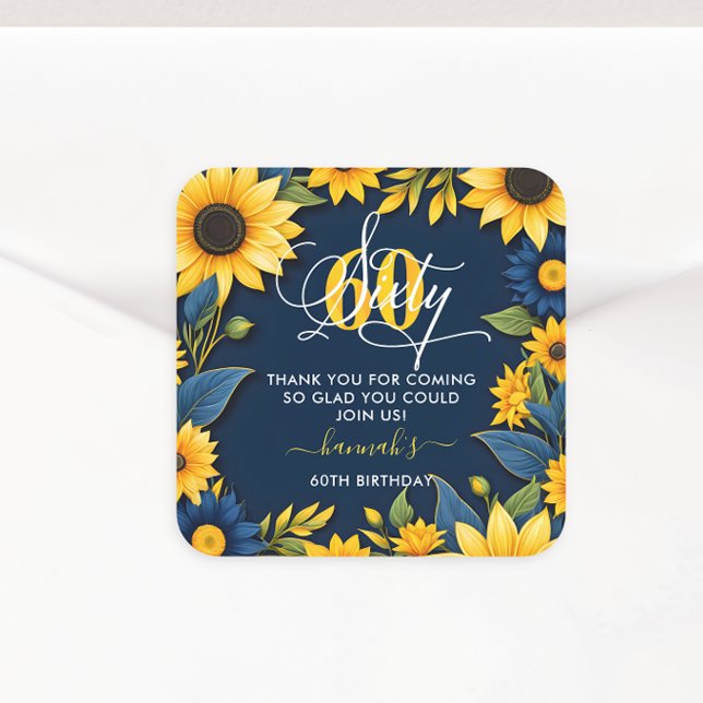 Pegatina Cuadrada 60.º Aniversario del Girasol Gracias (Subido por el creador)