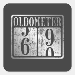 Pegatina Cuadrada 60.º Oldometer de Cumpleaños 59-60 Vintage