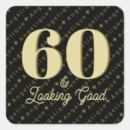 Pegatina Cuadrada 60 y luce buen cumpleaños
