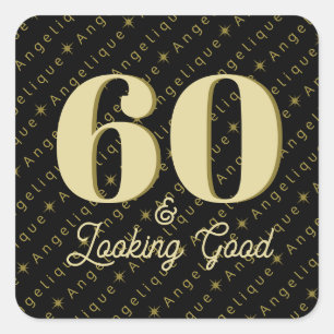 Pegatina Cuadrada 60 y luce buen cumpleaños